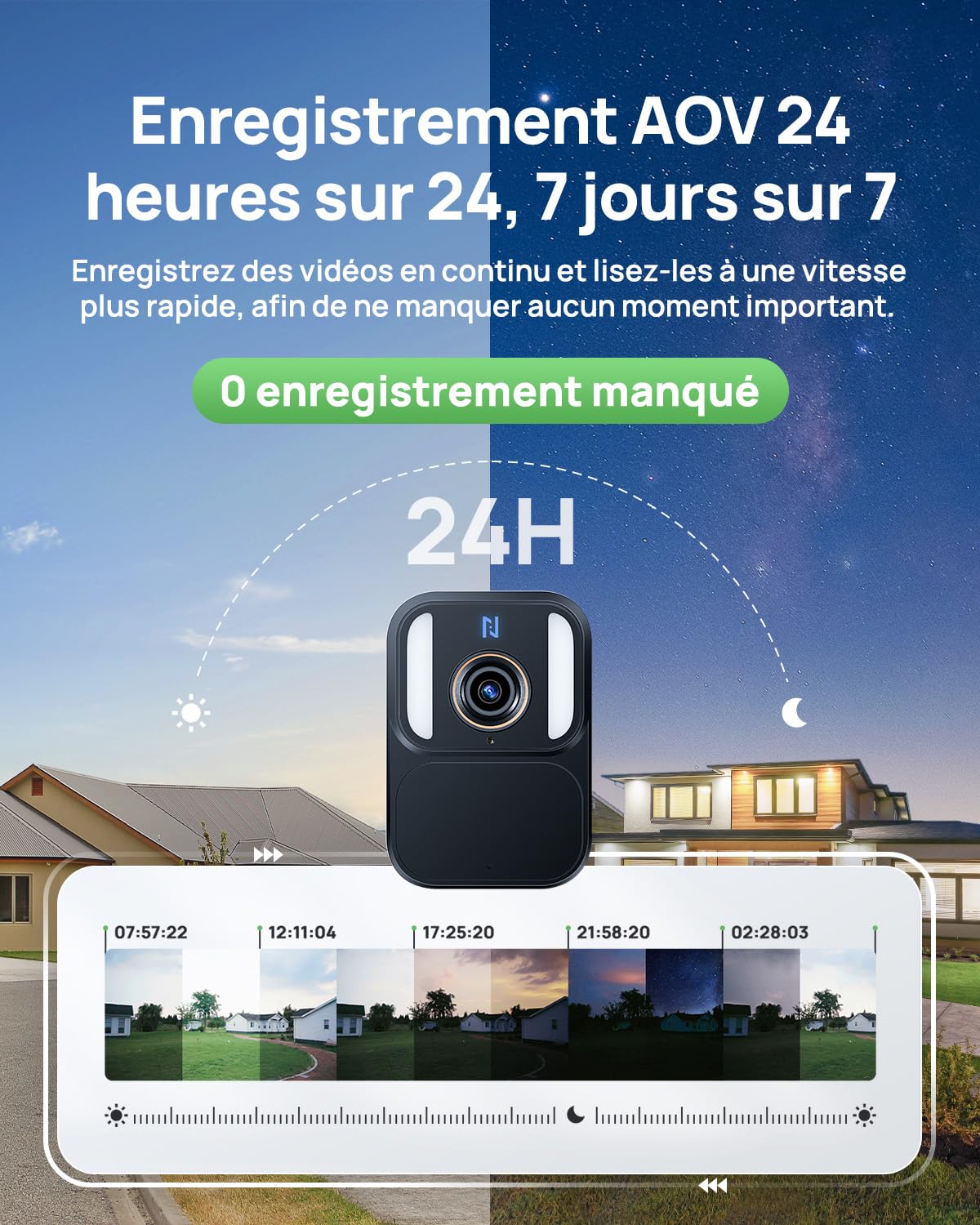 Anona Aurora 4K(8MP) Caméra Surveillance WiFi Exterieure sans Fil Solaire | Vision Nocturne Couleur, Sirène Alarme, Enregistrement AOV 24/7, Détection IA, 32 Go Local Sans abonnement, 2.4GHz, IP67