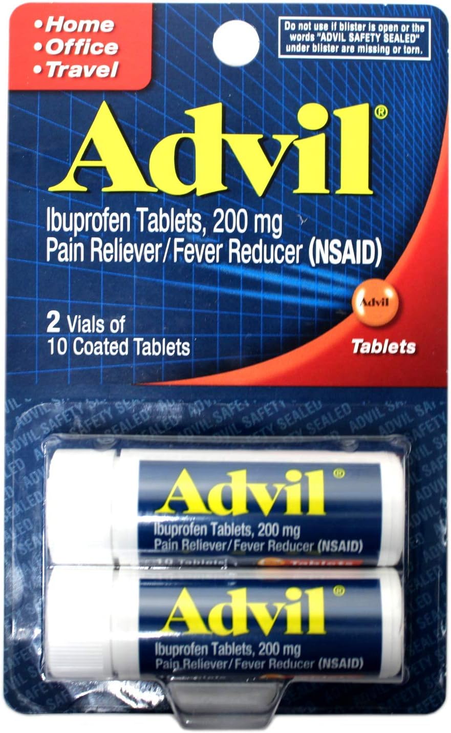 Advil Ibuprofen Pain Reliever/Fever Reducer Tablets, 200mg, 2x10 count (Pack of 1)