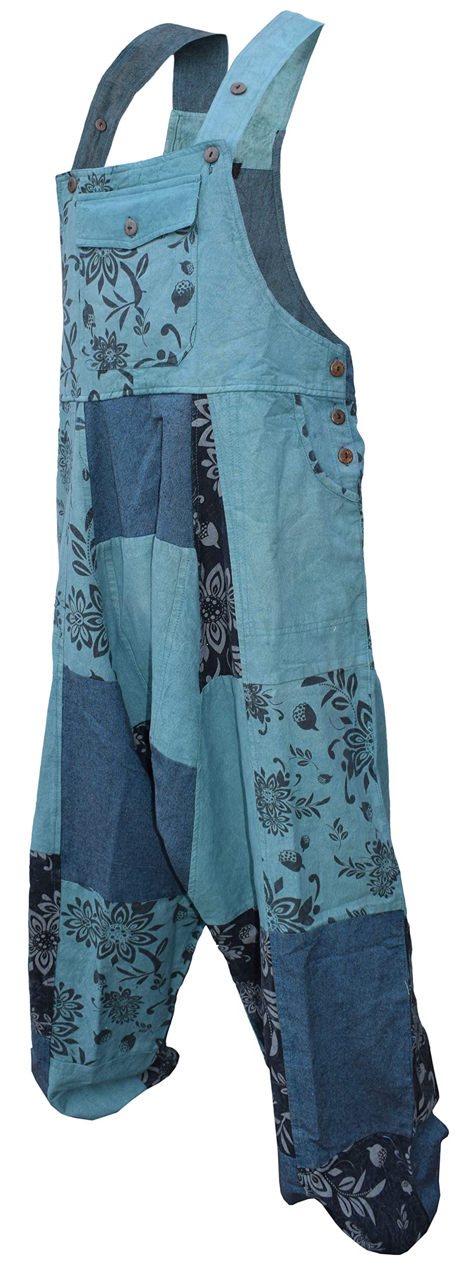 Gheri Salopette Harem in cotone stampato patchwork sciolto da uomo