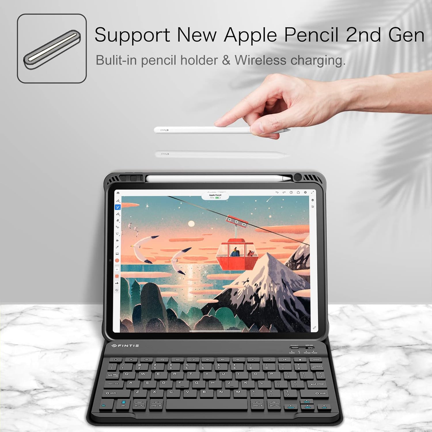 FINTIE Keyboard Case for iPad Pro 11-inch (4th / 3rd Generation) 2022/2021 - Soft TPU Back Cover with Magnetically Detachable Bluetooth Keyboard, Also Fit iPad Pro 11" 2nd / 1st Gen, Black