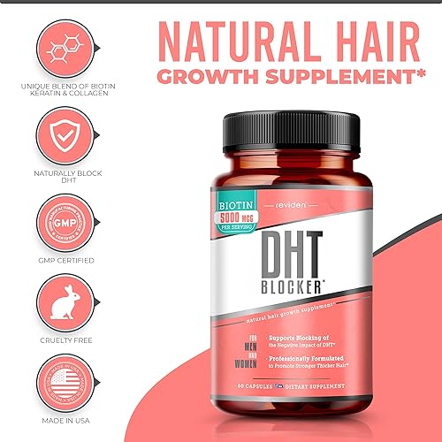 Miniatura 2 de Bloqueador DHT para el crecimiento del cabello con Saw Palmetto, biotina, queratina colágeno para cabello, piel y uñas, vitaminas para mujeres,