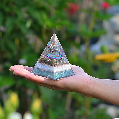 Miniatura 8 de Juego de pirámide de orgón y piedra de palmera, cristal curativo Libra, signo del zodiaco, hecho de pirita y labradorita para resplandor y propósito