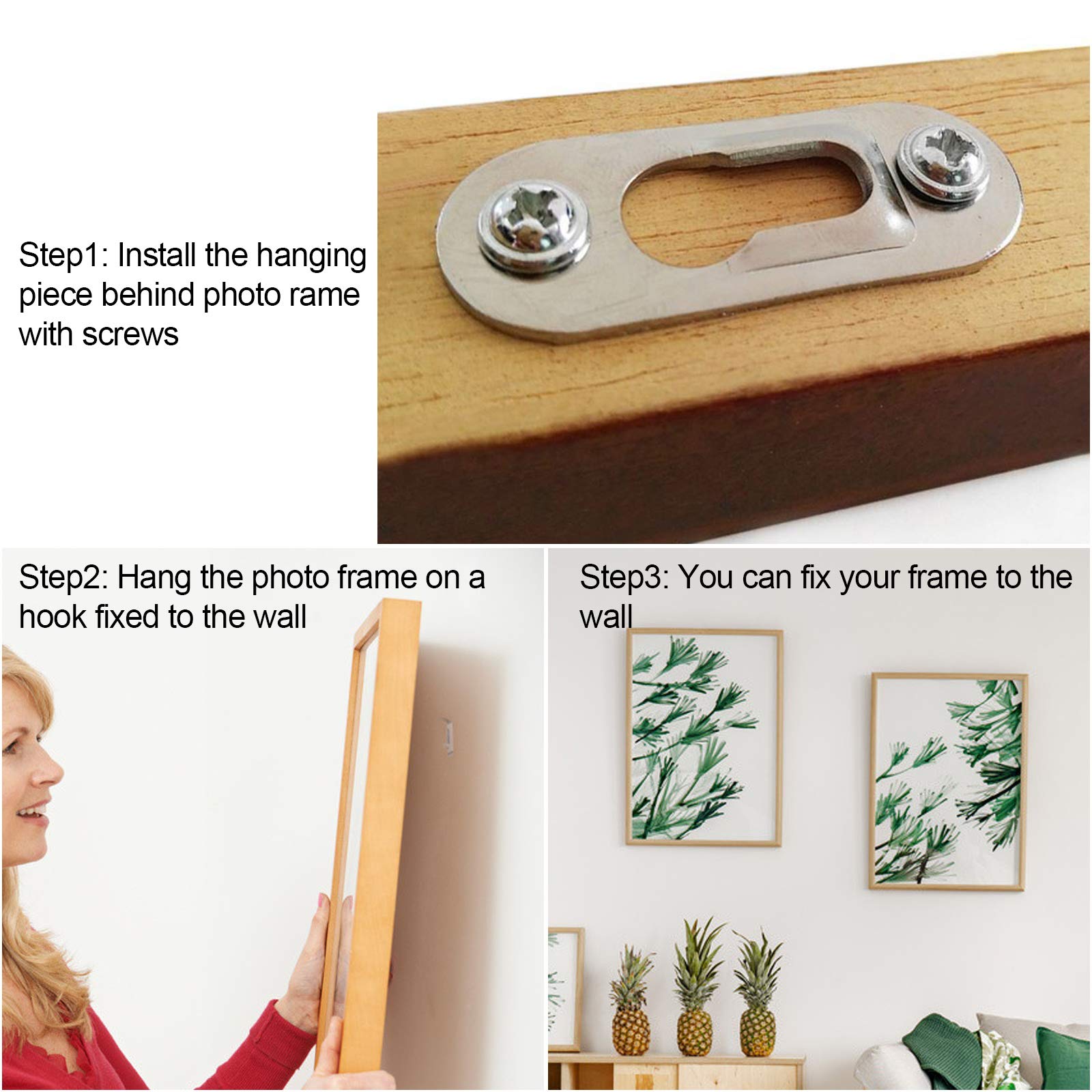 LISHINE 100 Pcs Metal Keyhole Hangers with 200 Pcs Screws