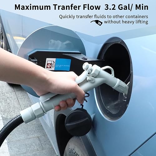 Miniatura 4 de Bomba de transferencia de combustible (3.2 GPM) con boquilla manual para control de flujo de parada rápida, bomba de gas automática de manguera de