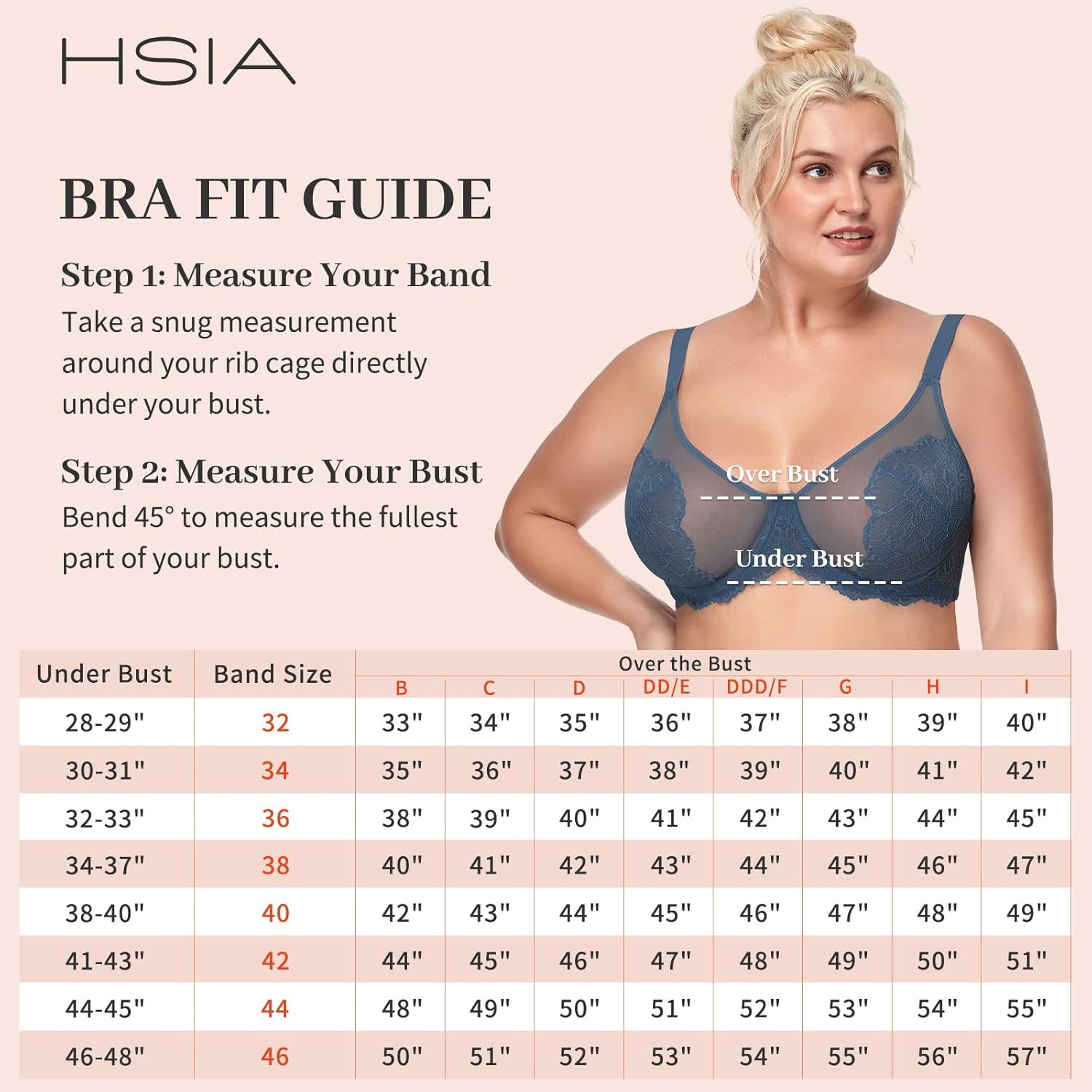 Soutien-gorge Minimiseur HSIA Grande Taille - Armatures, Bretelles Larges - Non Doublé, Couverture Complète - Pour Poitrine Lourde