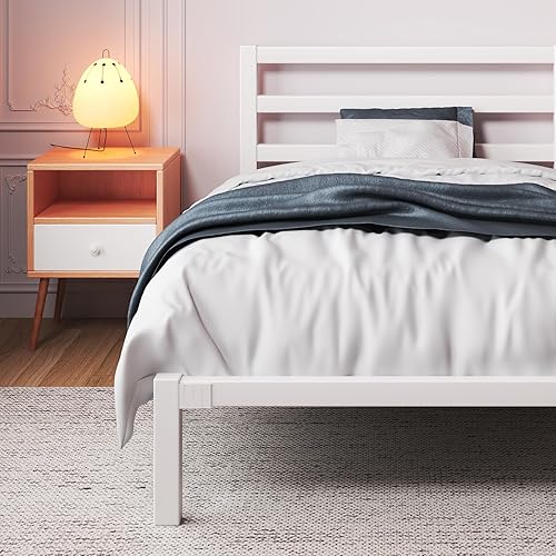 Miniatura 8 de Marco de cama de tamaño individual, base de cama de plataforma resistente con base de metal fuerte, almacenamiento debajo de la cama, base de