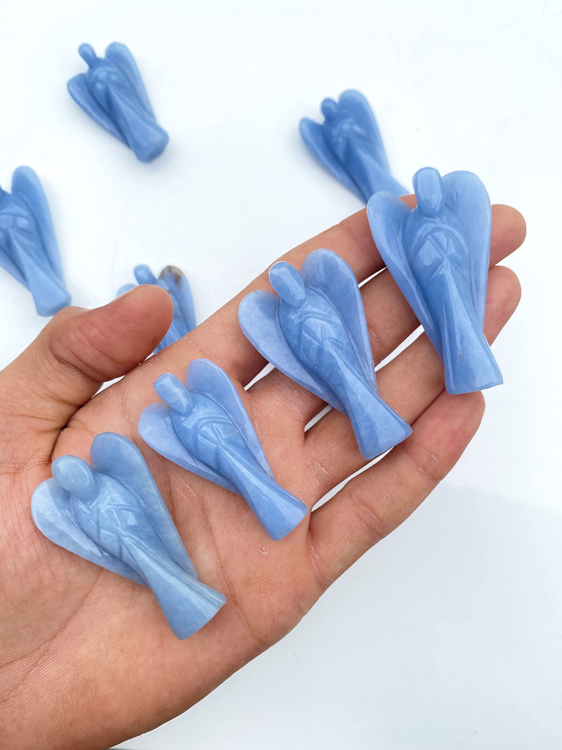 Angelite Angel - Crystal Angel - Gemstone Angel - Carved Angel - angelite Stone - Free Standing Guardian Angel 2 inche