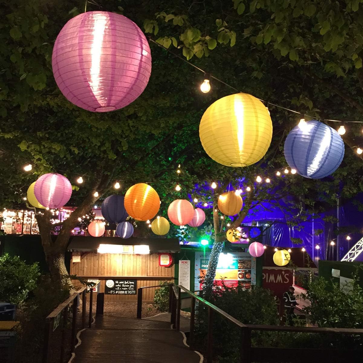 Uonlytech ラウンドシルクランタン 3個 防水 吊りチャイニーズランタン ホームアウトドア装飾 クリスマス 誕生日 フェスティバルパーティーに最適 B0811zbkbh Lww