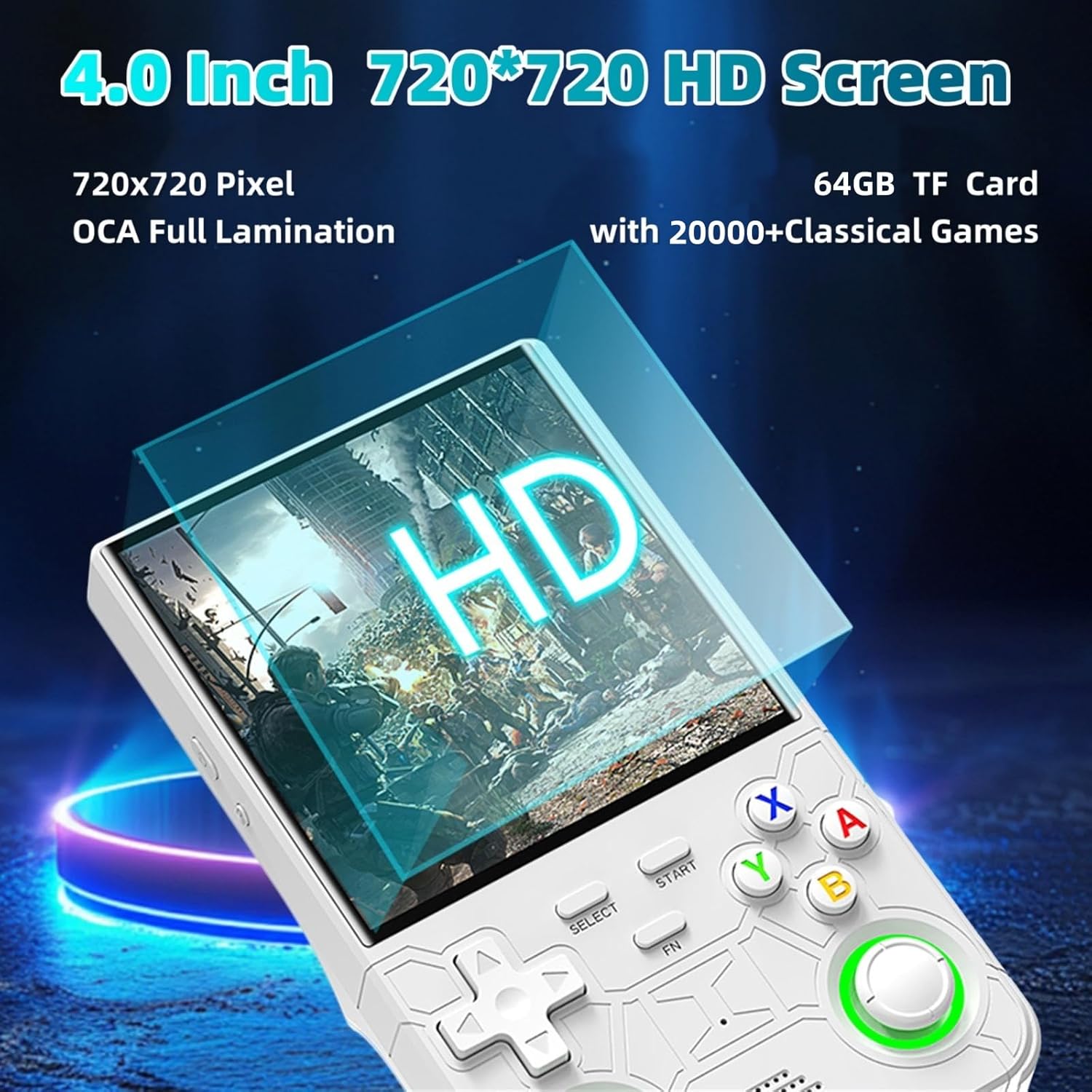 R36 Ultra Retro Handheld Game Console-4-Inch IPS Screen, Dual Joystick Portable Gaming, Over 20K Games Mini Video Games Console,Supports 20+ Emulators,Linux-Based Retro Gaming Console (White) - Image 3