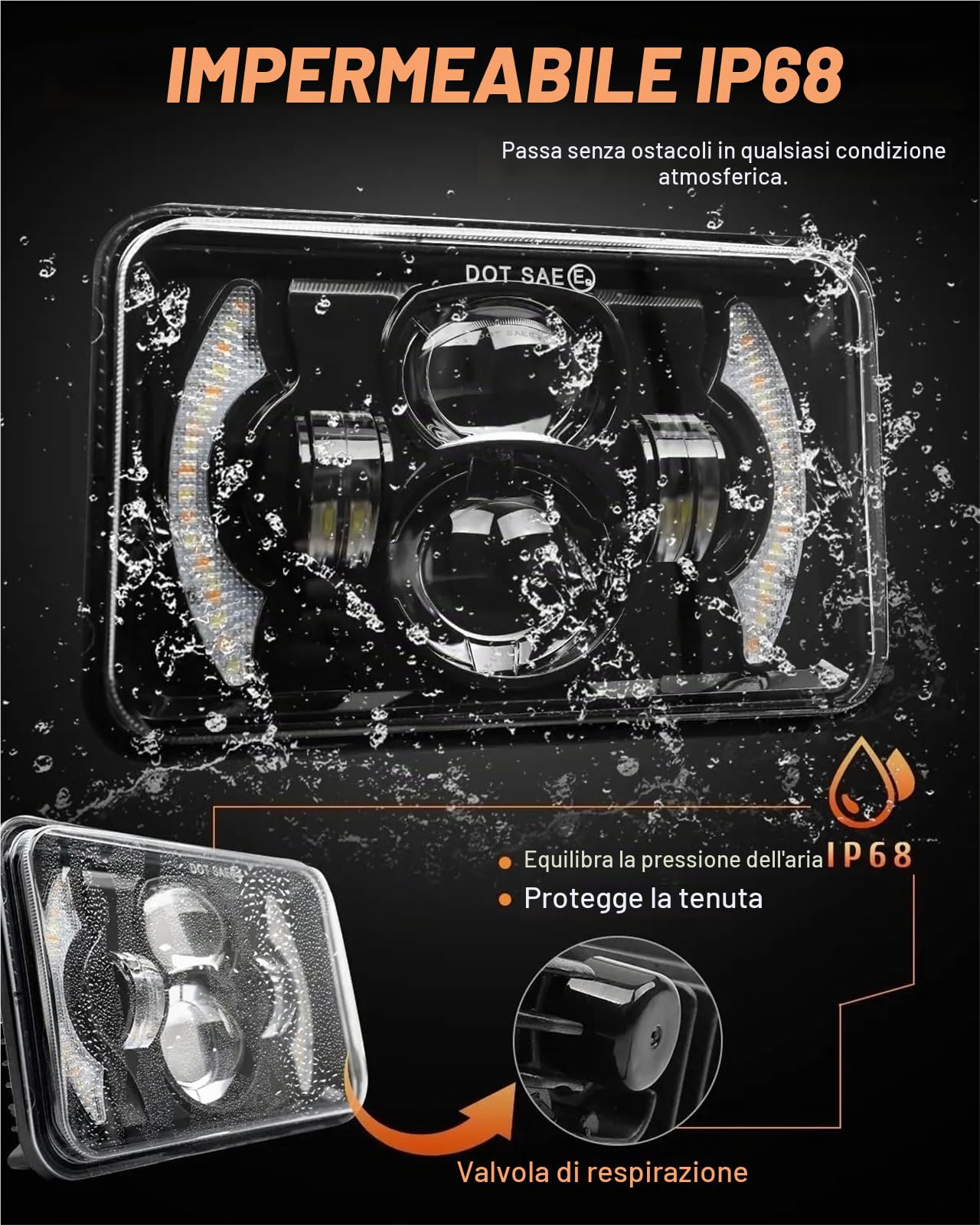 Faro Fanale Anteriore Fari A LED H4 Da 80W, 4x6 Pollici Proiettore Luce Lavoro Abbagliante E Anabbagliante Auto Per Conversione Camion H4651 H4652 H4656 H4666 Fuoristrada
