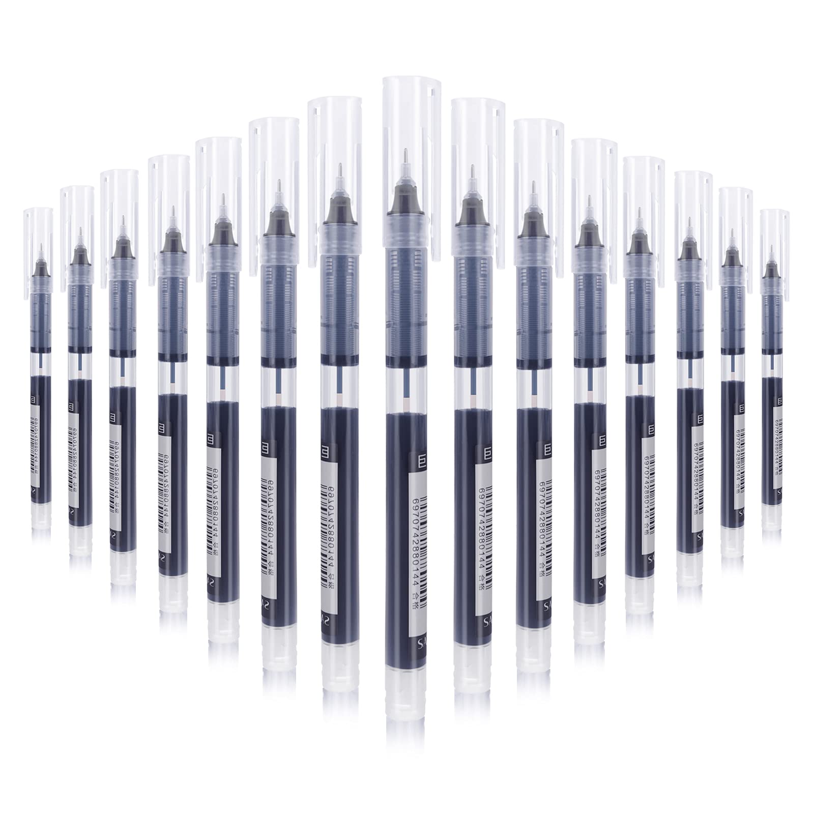 Molain15 Pcs Rollerball Pens,0.5mm Quick-Drying Ballpoint Pens, Liquid Ink Fine Point Pen for Daily Work School Writing Stationery Office Supplies (Black)