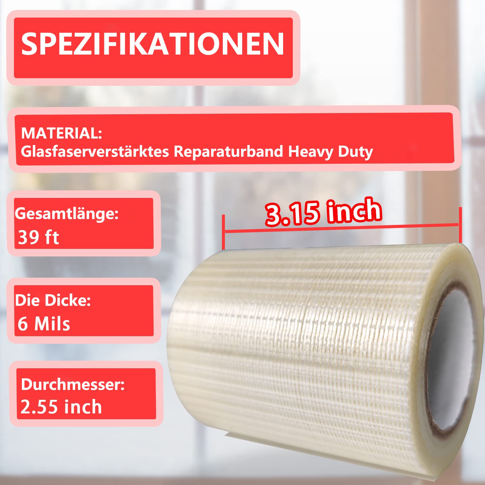 TOOSIS 39FT RV Markise Reparaturband für Segeltuch, für Tarp Boot deckt Reparaturband, Segel Band, Riss Reparatur Pctch Kit, Heavy Duty, wasserdicht 8cm*12m