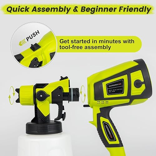 Miniatura 5 de Avsty Pistola pulverizadora de pintura eléctrica, pulverizador HVLP de 850 W de alta potencia con contenedor, boquillas y patrones de pulverización,