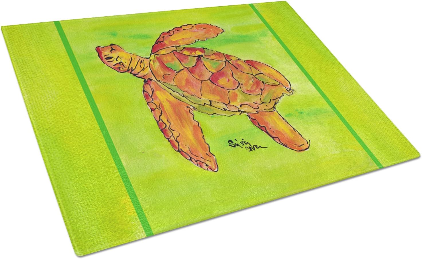 Caroline's Treasures 8376LCB Turtle Glass Cutting Board Large Decorative Tempered Glass Kitchen Cutting and Serving Board Large Size Chopping Board