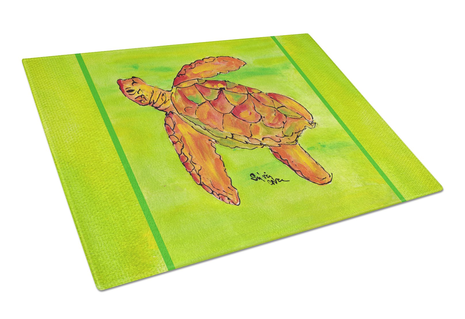 Caroline's Treasures 8376LCB Turtle Glass Cutting Board Large Decorative Tempered Glass Kitchen Cutting and Serving Board Large Size Chopping Board