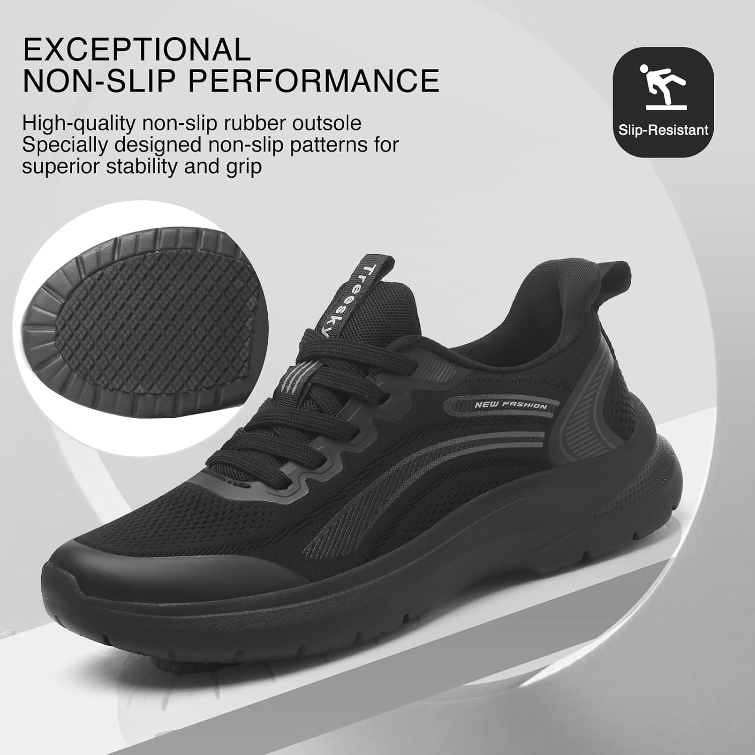Treesky Non Slip Work Shoes for Women in Food Service - Slip Resistant, Comfortable & Lightweight Sneakers, Suitable for Restaurant, Kitchen & Nursing Crews - Image 3