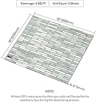 Vista 10 de Lovdeco Peel and Stick 2" Mirror Glass Mosaic Tile 9 Faces Beveled Silver Crystal Mosaic Tile for Kitchen Backsplash, 12x10 Inch, 5 Sheets