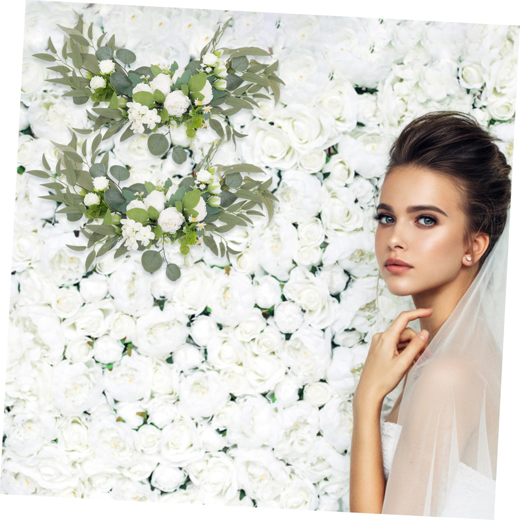 TOPBATHY 2 Künstliche Pfingstrosen Blumenbögen für Hochzeitsdeko Weiß | Kunststoff, 2 Stück, zur Verzierung von Willkommenstafeln, Chic, Lebendig, Natürlich
