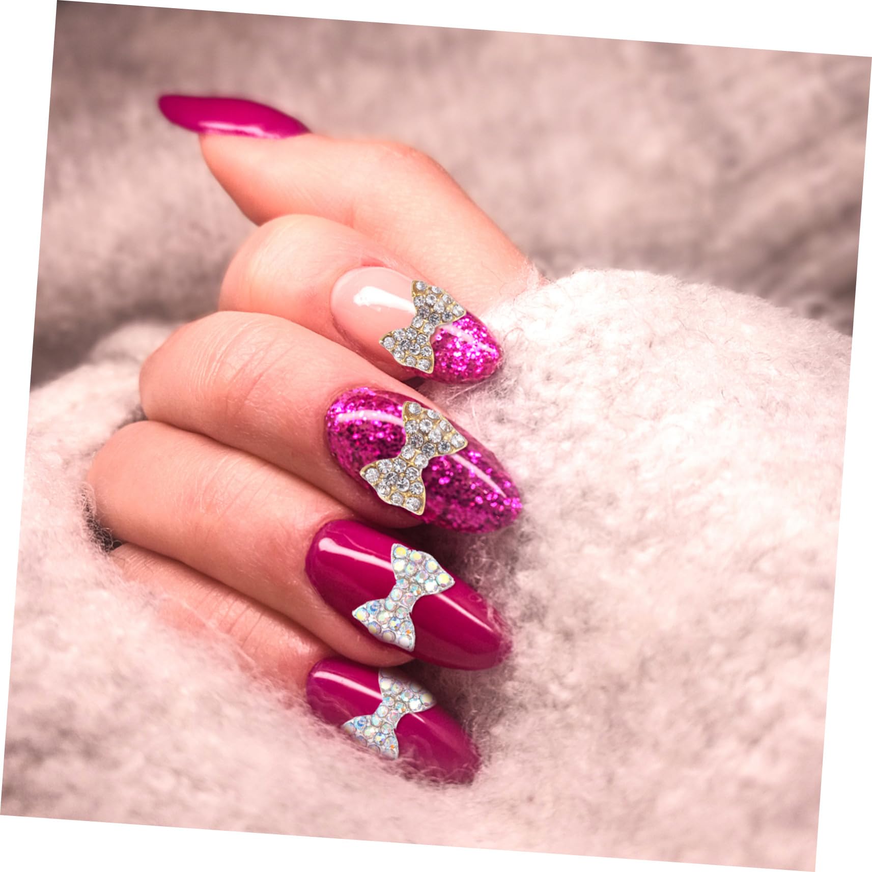 Mikinona DIY Nail Art Tips Pcs Rhinestone Bow Nail Charms Metal Butterfly Ornaments Kit