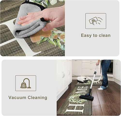 Miniatura 5 de KIMODE Tapete de cocina antifatiga, 2 unidades, antideslizante, impermeable, tapete de cocina de granja para piso, tapete acolchado de espuma cómoda