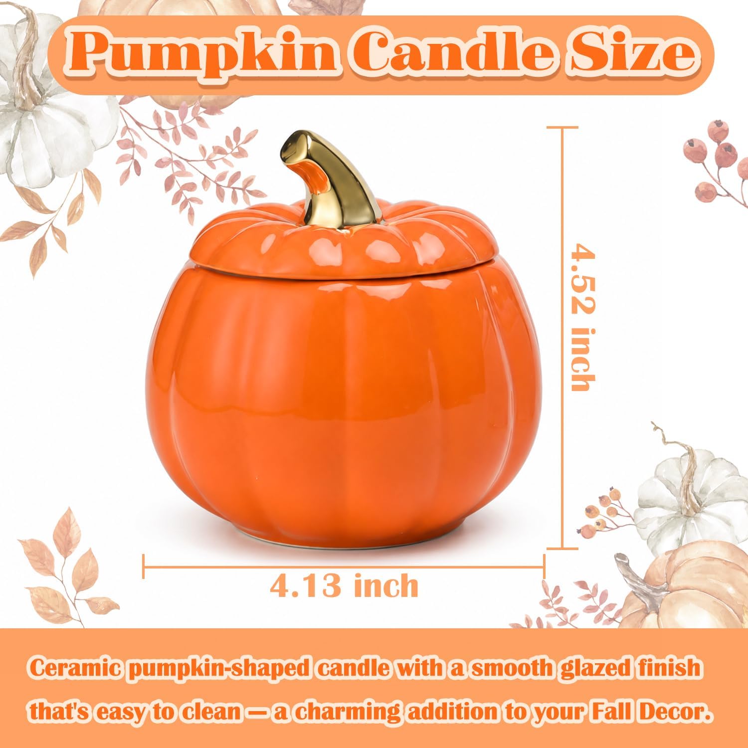 Pumpkin Shaped Candle,Pumpkin Spice Scented Candles,Fall Candles Gifts,8oz