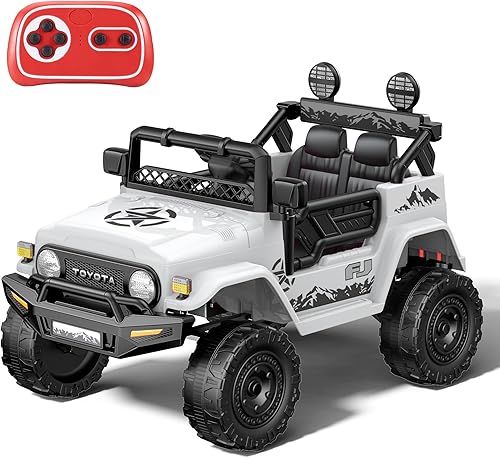 Powerwhale Niños coche eléctrico para niños - Niños Jeep Control remoto paseo en coche para niños pequeños 12v paseo en juguetes niños blanco