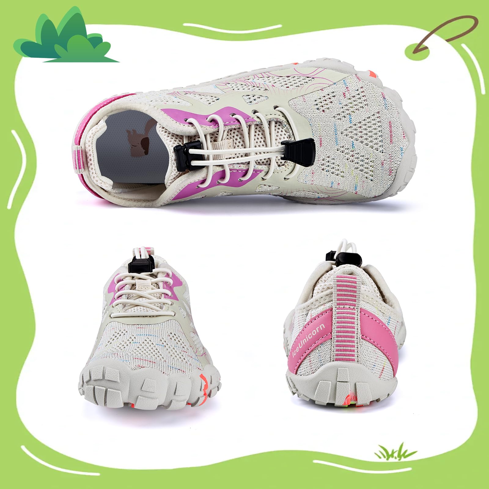 IceUnicorn Niños Barefoot Zapatillas Outdoor Trail Running Zapatillas Playa Niño Niña de Agua Escarpines Antideslizante