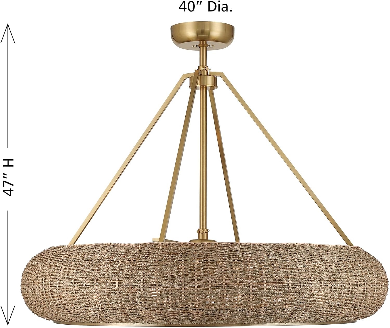 Savoy House 40-FD-8302-322 Gaia Fandelier by Breegan Jane Chandelier Ceiling Fan with Light and Remote, 4-Light 24 Total Watts, 47" H x 40" W, Warm Brass