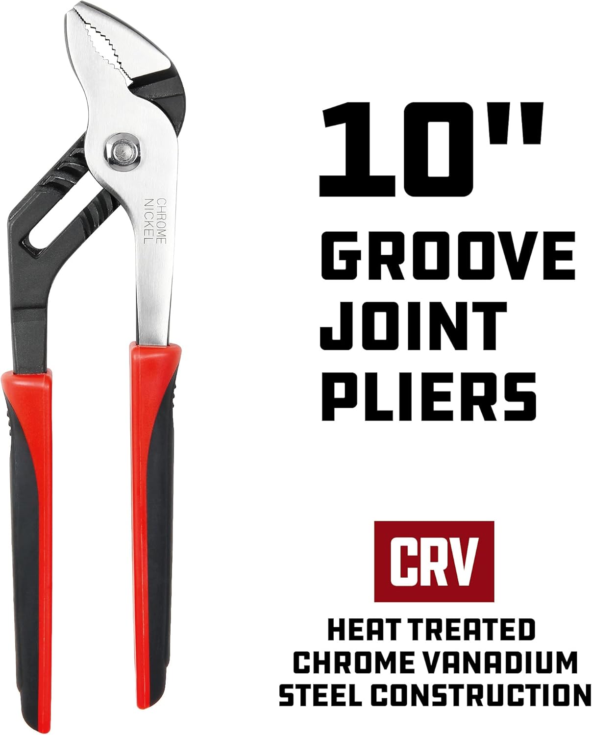Powerbuilt 10-Inch Groove Joint Pliers, Adjustable Water Pump Pliers, Double Injection Ergonomic Handle - 640389