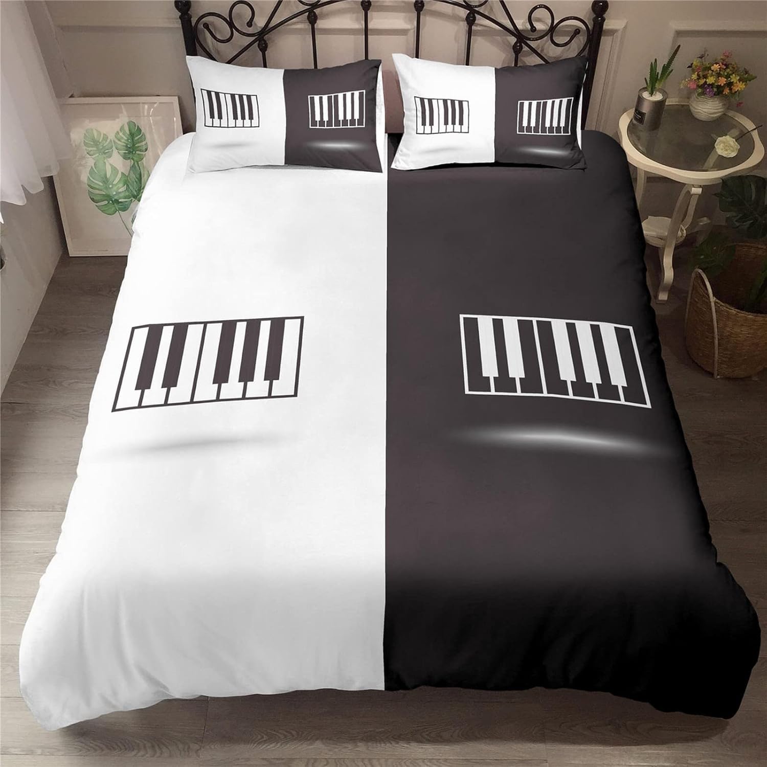 Housse de couette piano 3D parure de lit anti-allergie 220x240 cm avec fermeture éclair