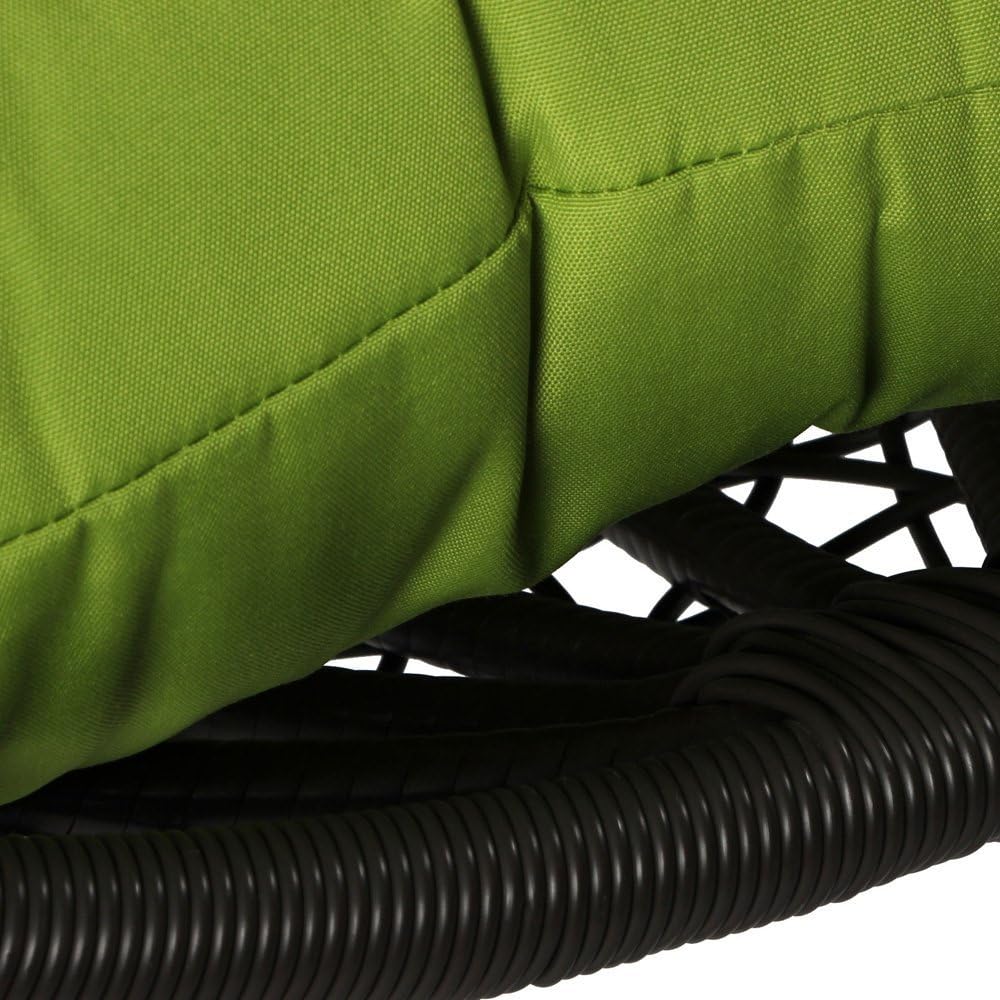Hanging Basket Chair Outdoor Patio Furniture with Stand and Cushion (Brown Wicker, Lime Cushion)