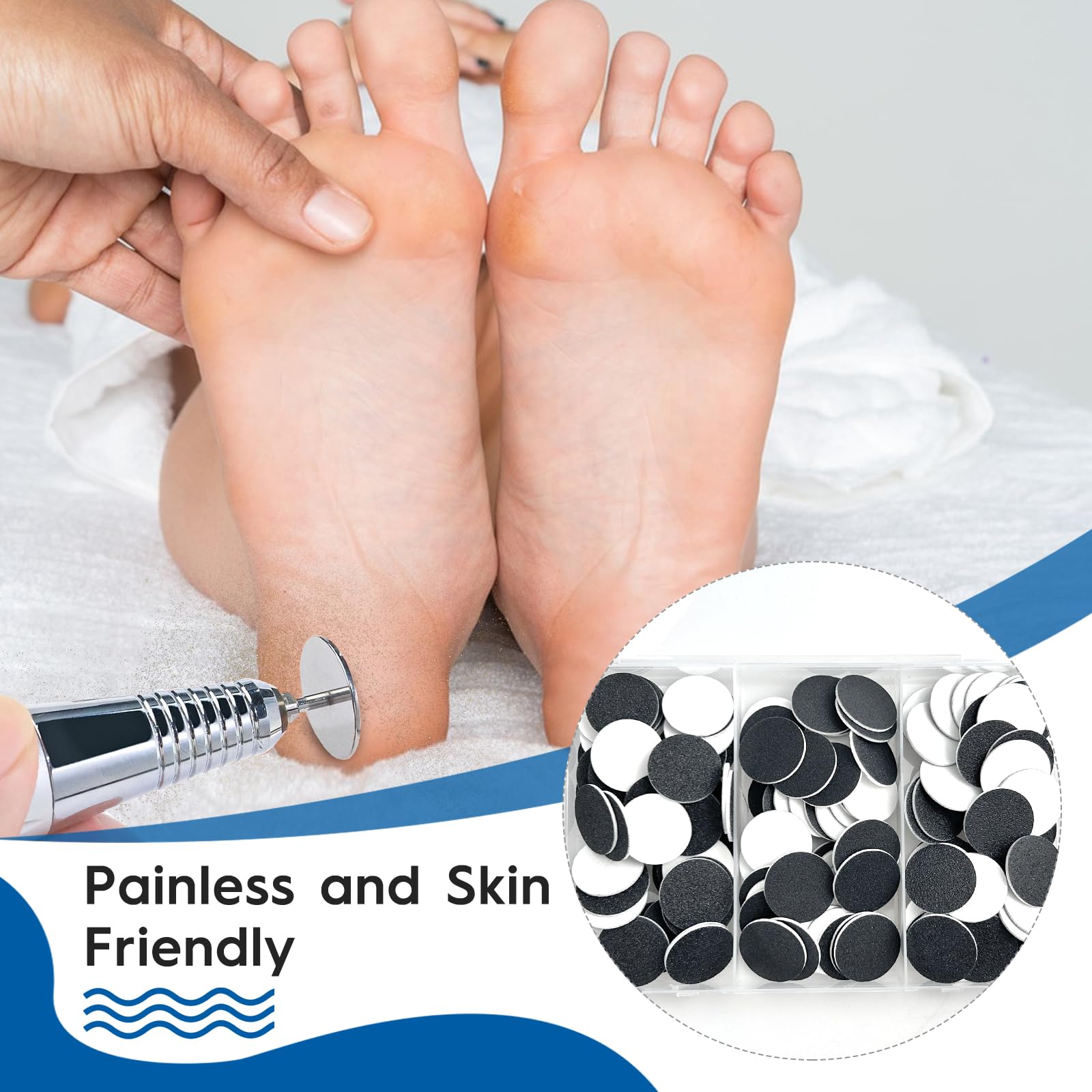 150pzas Feet Grinder Papel de Lija, Herramienta de Pedicura Disco de Lijado, Cuidado de Los Pies, Papel de Lija Duro para la Piel Muerta y Talón Agrietado