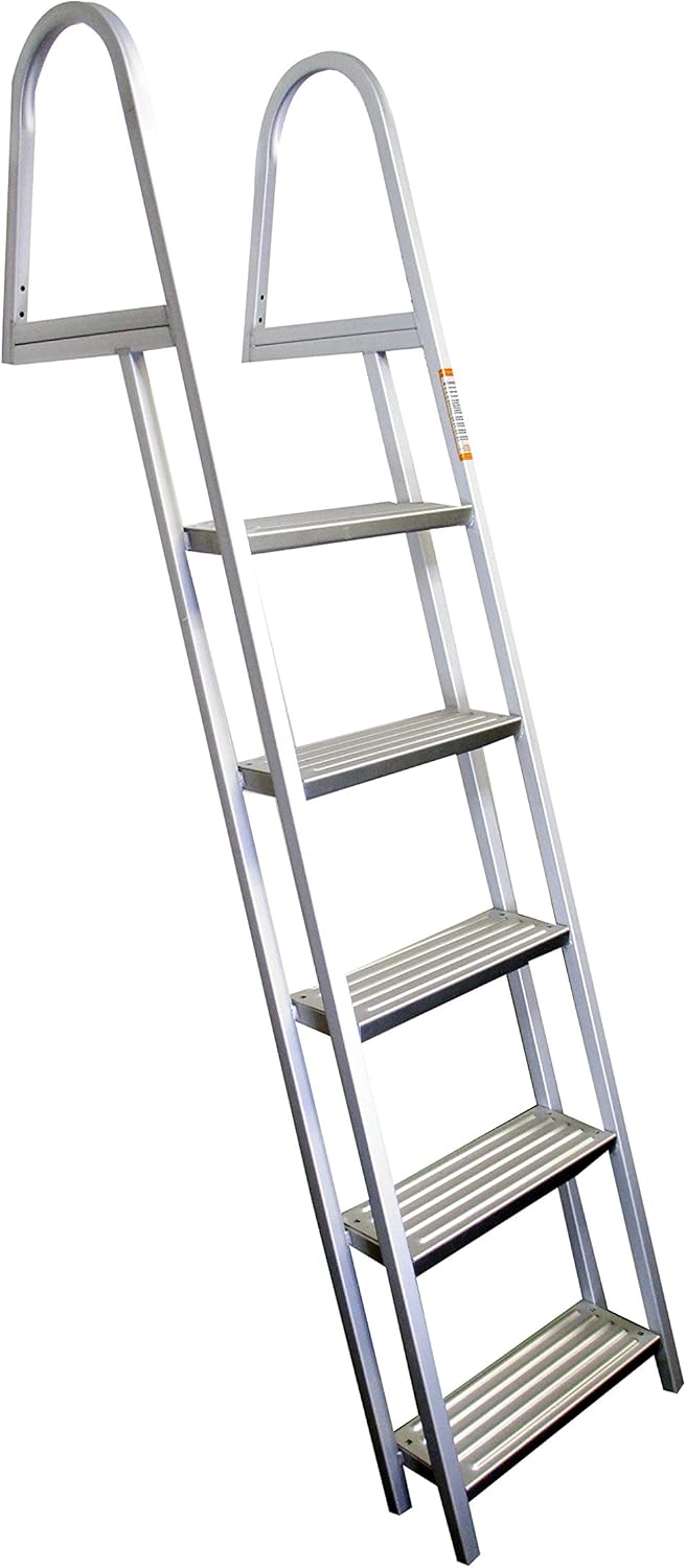 Pactrade Marine Pontoon Boat 5 Step Dock Ladder Aluminum Removable Boarding Ladder Capacity 300lbs