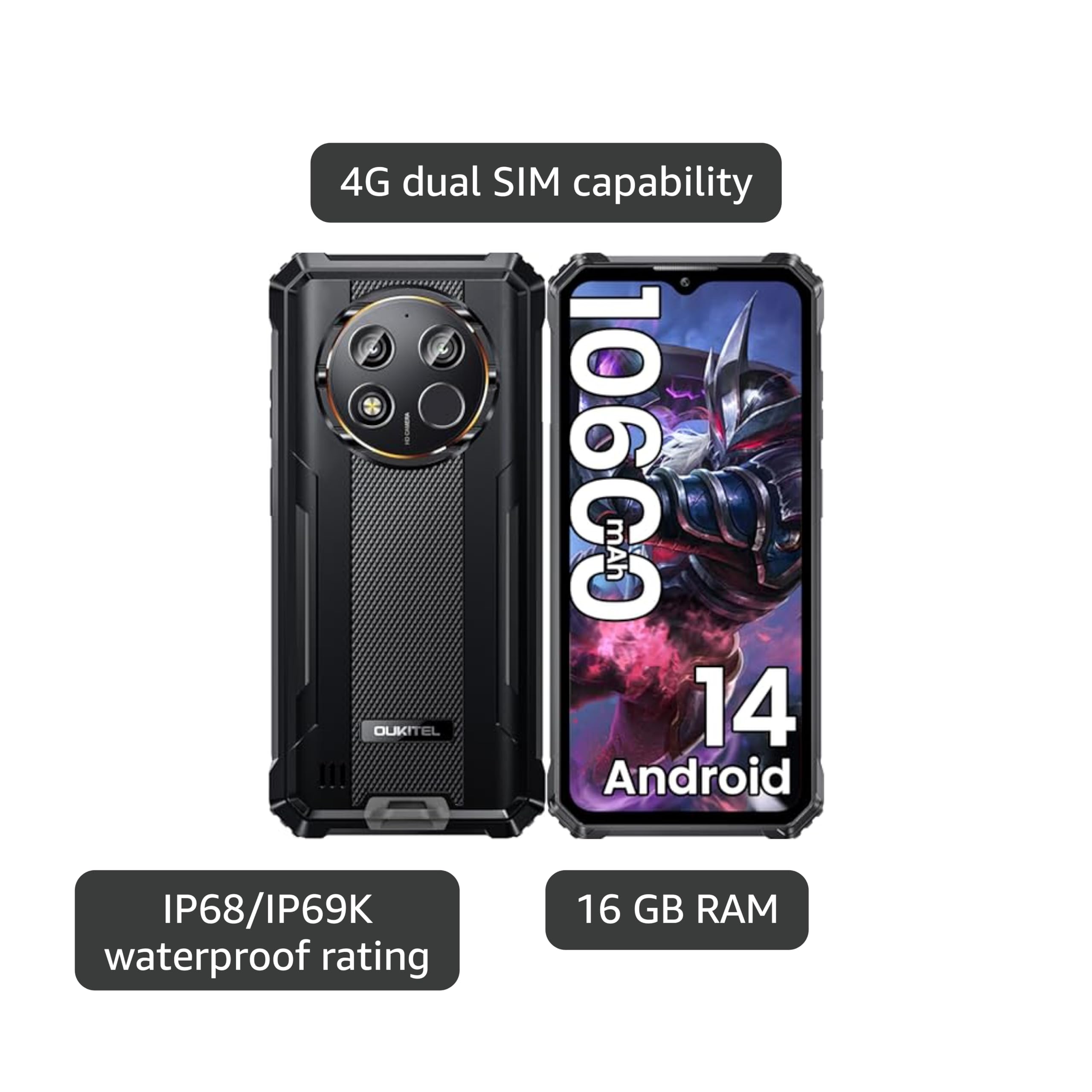 OUKITEL WP28E Rugged Phone Unlocked, 10600mAh Battery Cell Phone