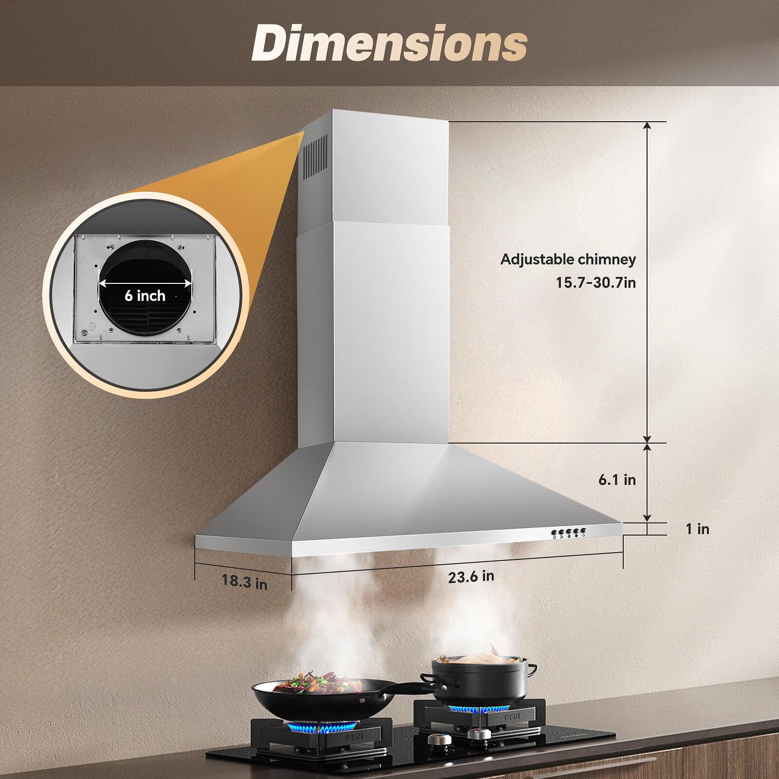 Snapklik.com : SNDOAS 24 Inch Range Hood,Stainless Steel Oven Vent Hood