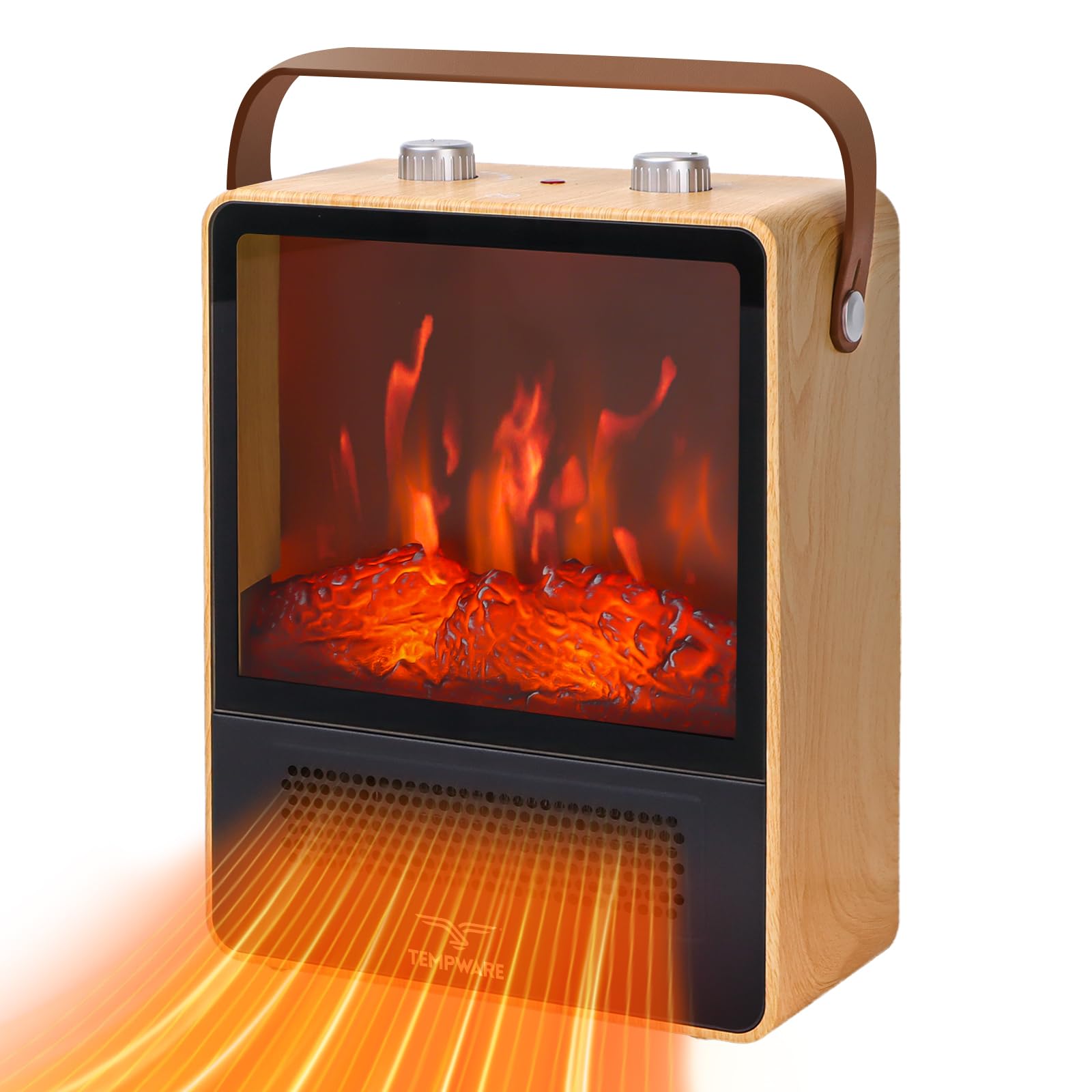 Electric Fireplace Heater 1500W Portable Space Heater Fireplace with Realistic 3D Flame Effect and Overheating Safety Protection Quiet