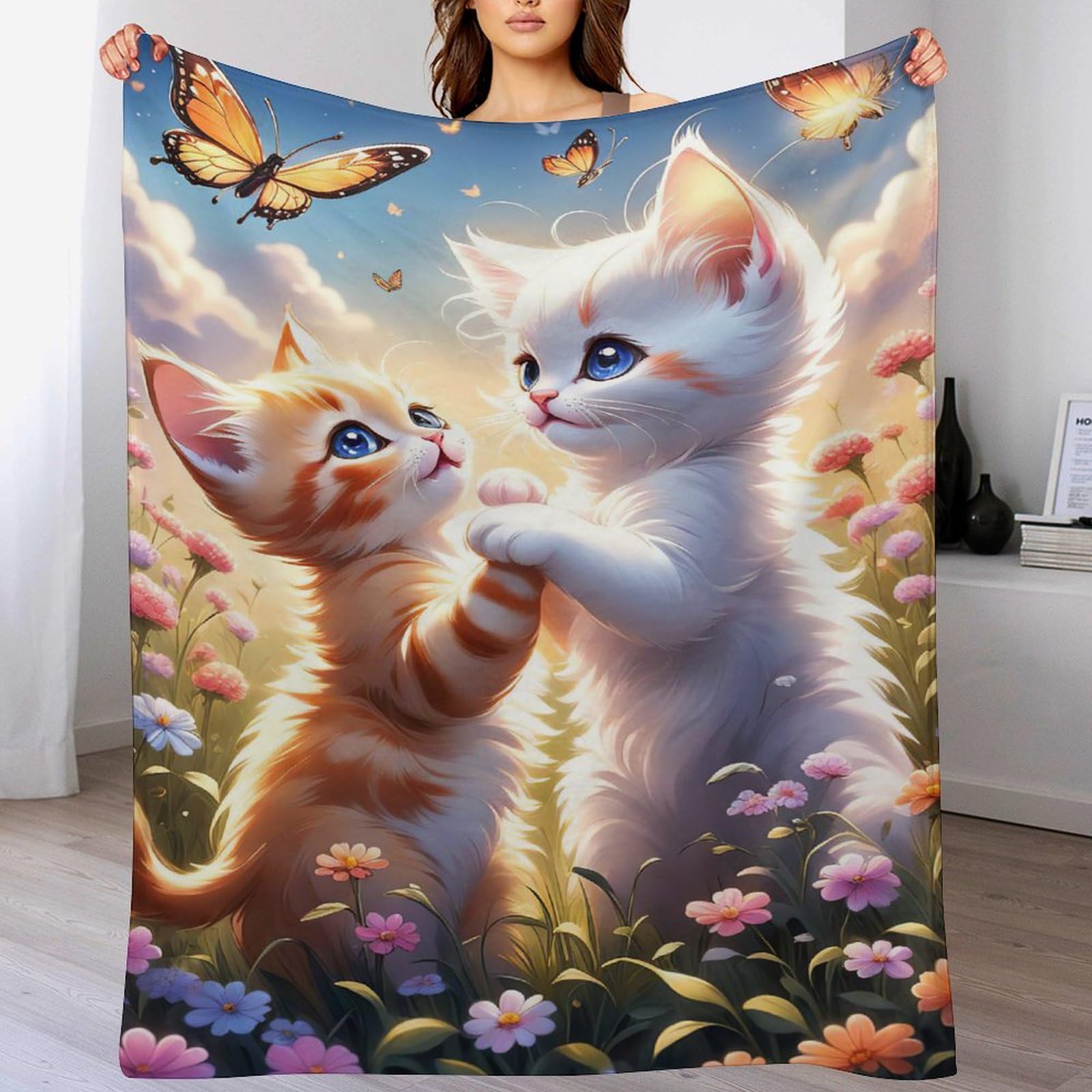 Couverture chat pour canapé plaid chaud soirée cocooning