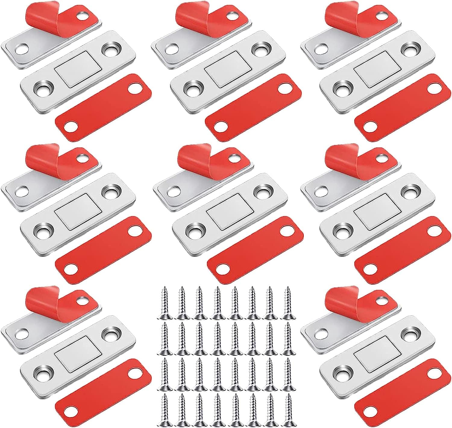 Bisagras para puertas de gabinete, imanes de puerta, paquete de 4 cierres magnéticos ultrafinos para puerta corredera, ventana, armario de cocina, cierre de armario