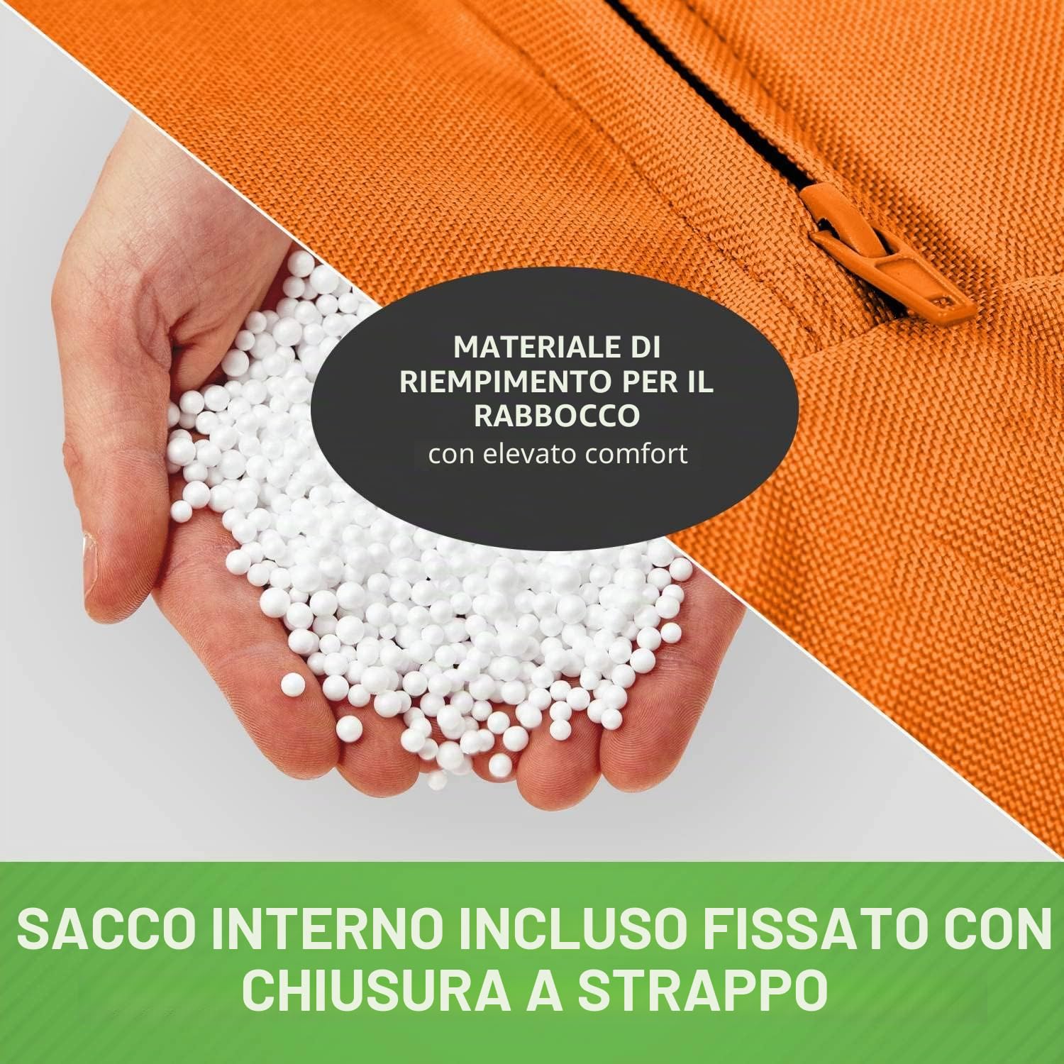 Green Bean© Basketball - Poltrona a sacco già riempita con 300 lt Perle EPS - bambini e adulti 110cm Cuscino gigante per sdraiarsi sedersi Sedia Lounge Poltrona per gaming Rivestimento Lavabile Bianco