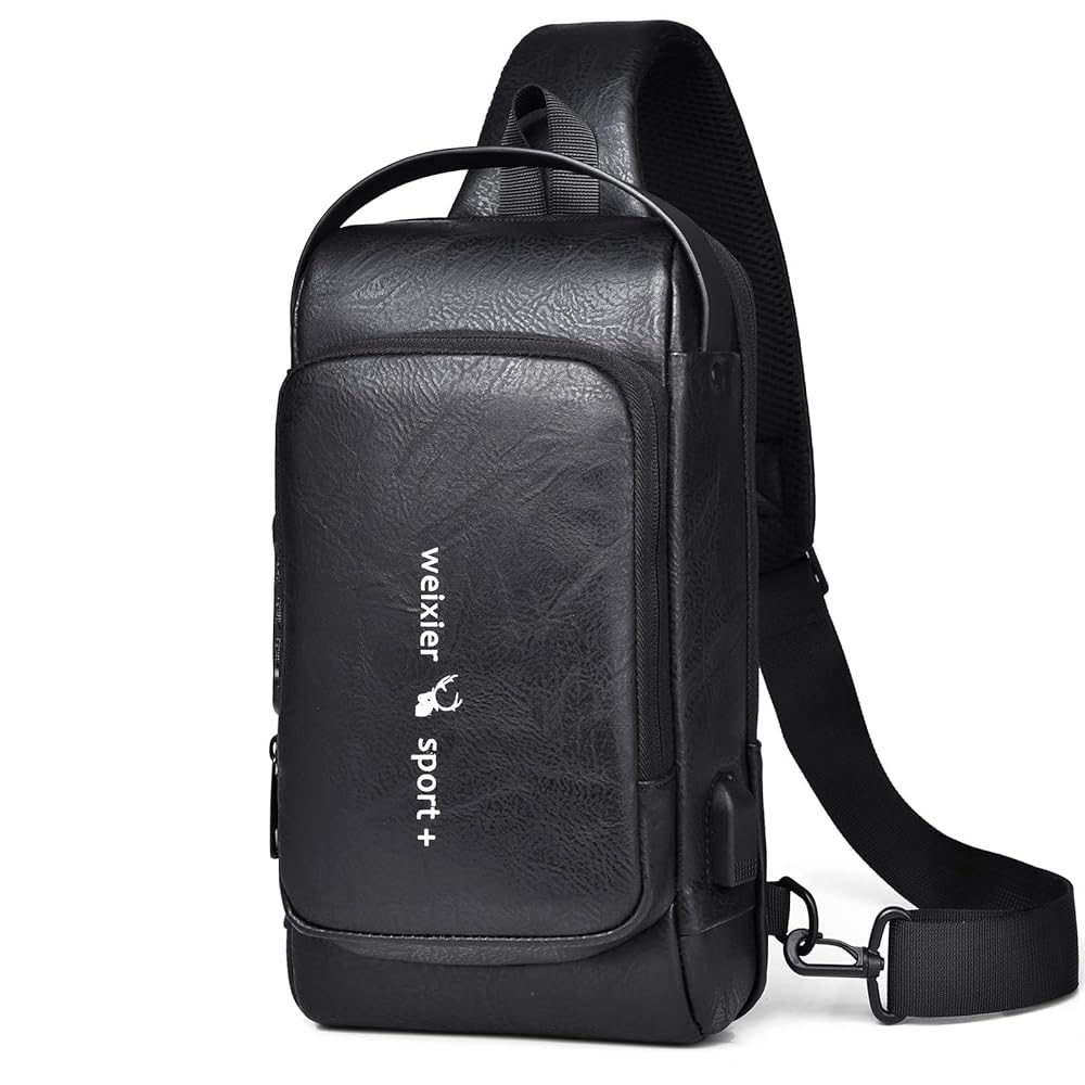 Amazon | [WEIXIER] メンズ 革 ボディバッグ ショルダーバッグ