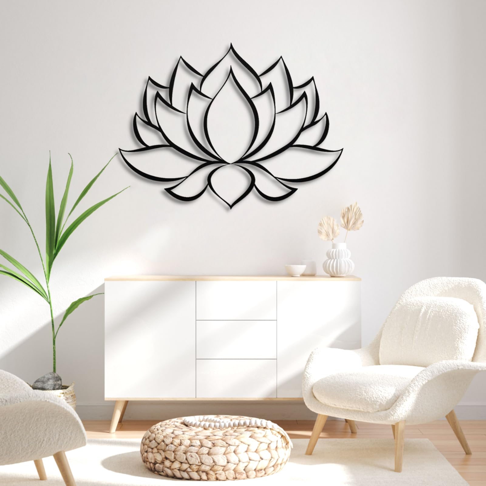 Cadeali Lotus Flower Metal Wall Art, Lotus Mandala Metal Wall Art, Spiritual Decor, Yoga Decor, Zen Sign, Living Room, Bedroom, Yoga Room Hanging(