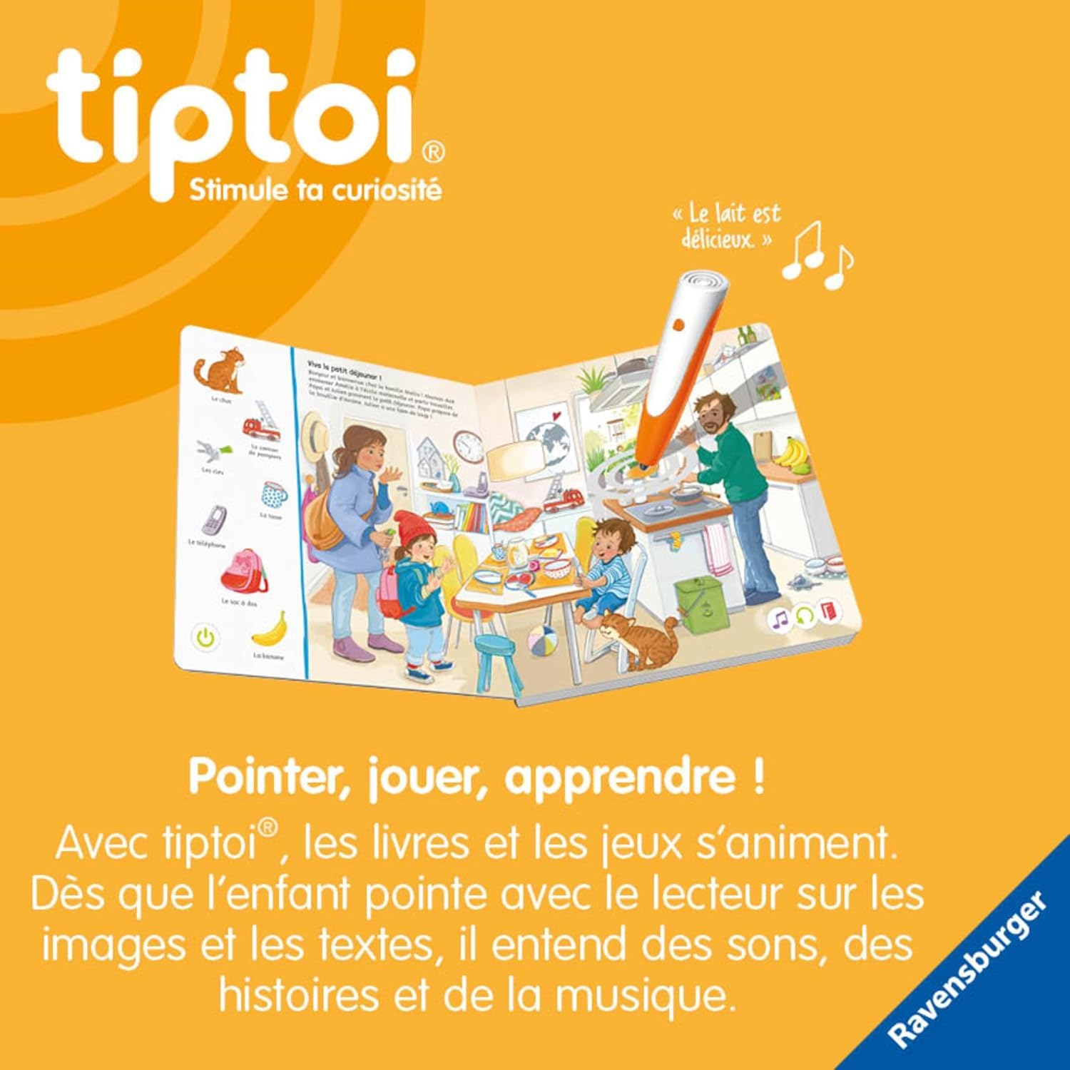 Ravensburger tiptoi Interactive Globe, juego educativo para niños sin pantalla, aprende geografía y el mundo, 200 cartas, a partir de 7 años, el lector tiptoi se vende por separado, versión en francés