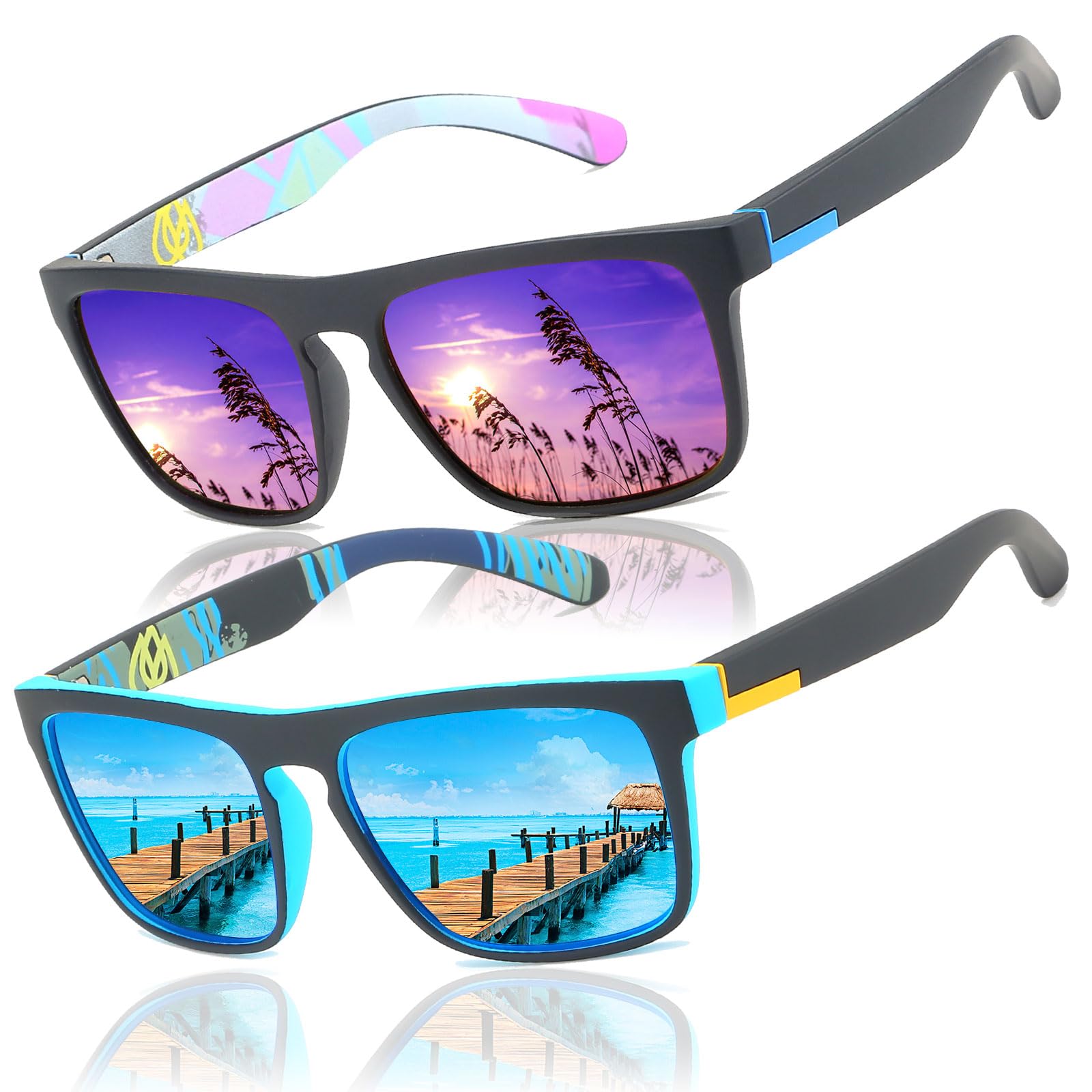 LEDING&BEST Gafas de sol polarizadas Hombre Mujere/verano Aire libre Deportes Golf Ciclismo Pesca Senderismo 100% Protección UV400 Gafas para Conducción