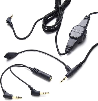ميكروفون V-MODA BoomPro | للألعاب والاتصالات | سلكي - مقبس 3.5 مم | ذراع مرن | وحدة تحكم قابلة للتثبيت مع زر كتم الصوت وعجلة التحكم في مستوى الصوت | أسود