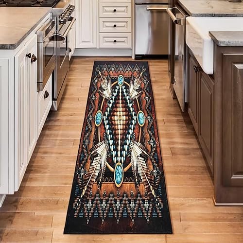Miniatura 3 de Southwestern - Alfombra de pasillo de 2 x 6 pulgadas, rústica del suroeste azteca, tribal, indígena americana, antideslizante, lavable, para