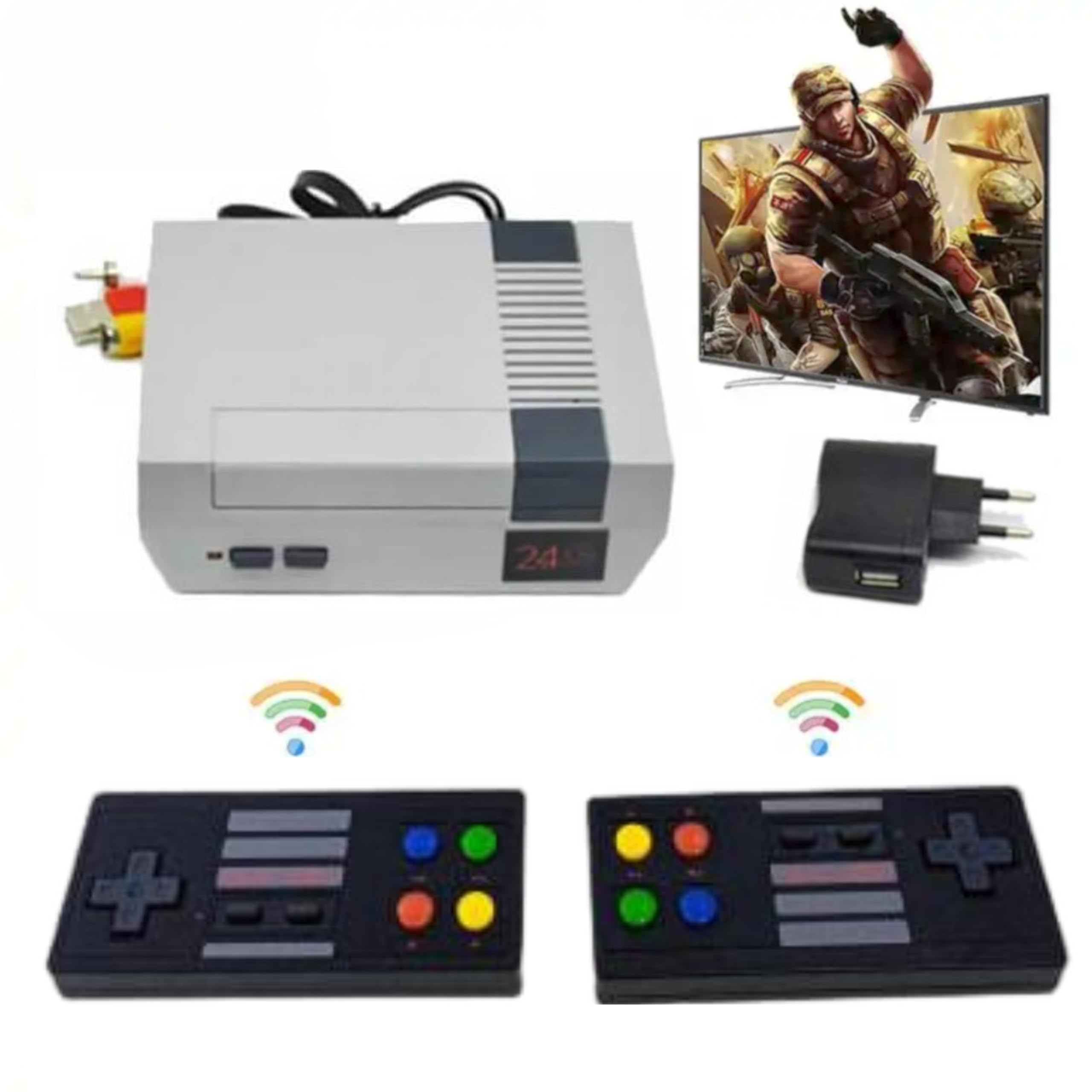 Consola de 3000 Videojuegos Retro 8 bit Sandalfon Conexion AV con 2 mandos Integrados Support 2.4g Wireless, Atractivos, Divertidos. Deportes Rompecabezas Lucha Carreras