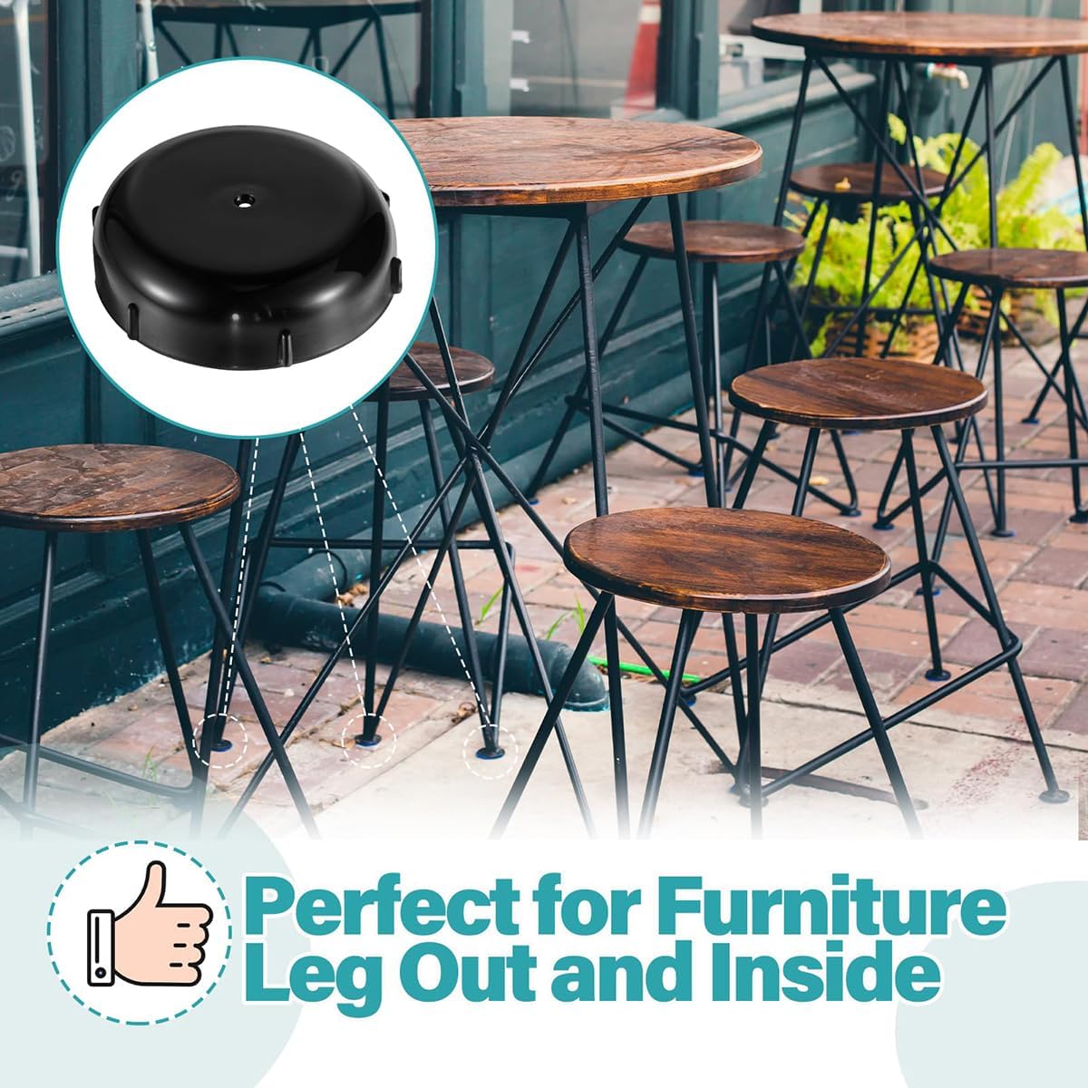 Wrought Iron Chair Feet Floor Protection Round Plastic Caps for Patio Furniture Legs (20pcs)