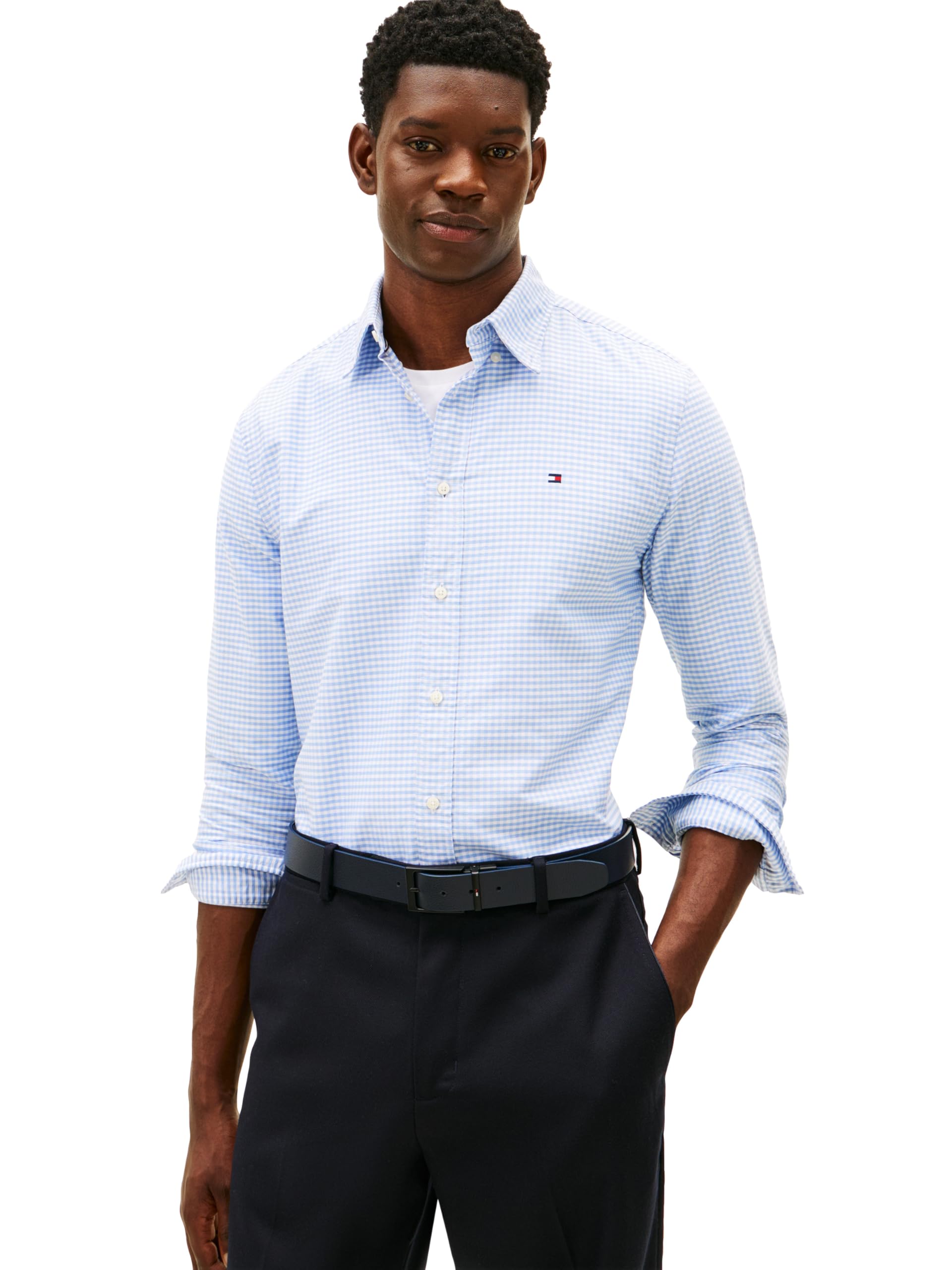 Tommy Hilfiger Men's Long Sleeve Oxford Shirts in Regular Fit, Men's Button Down Shirts, Also Available in Big and Tall