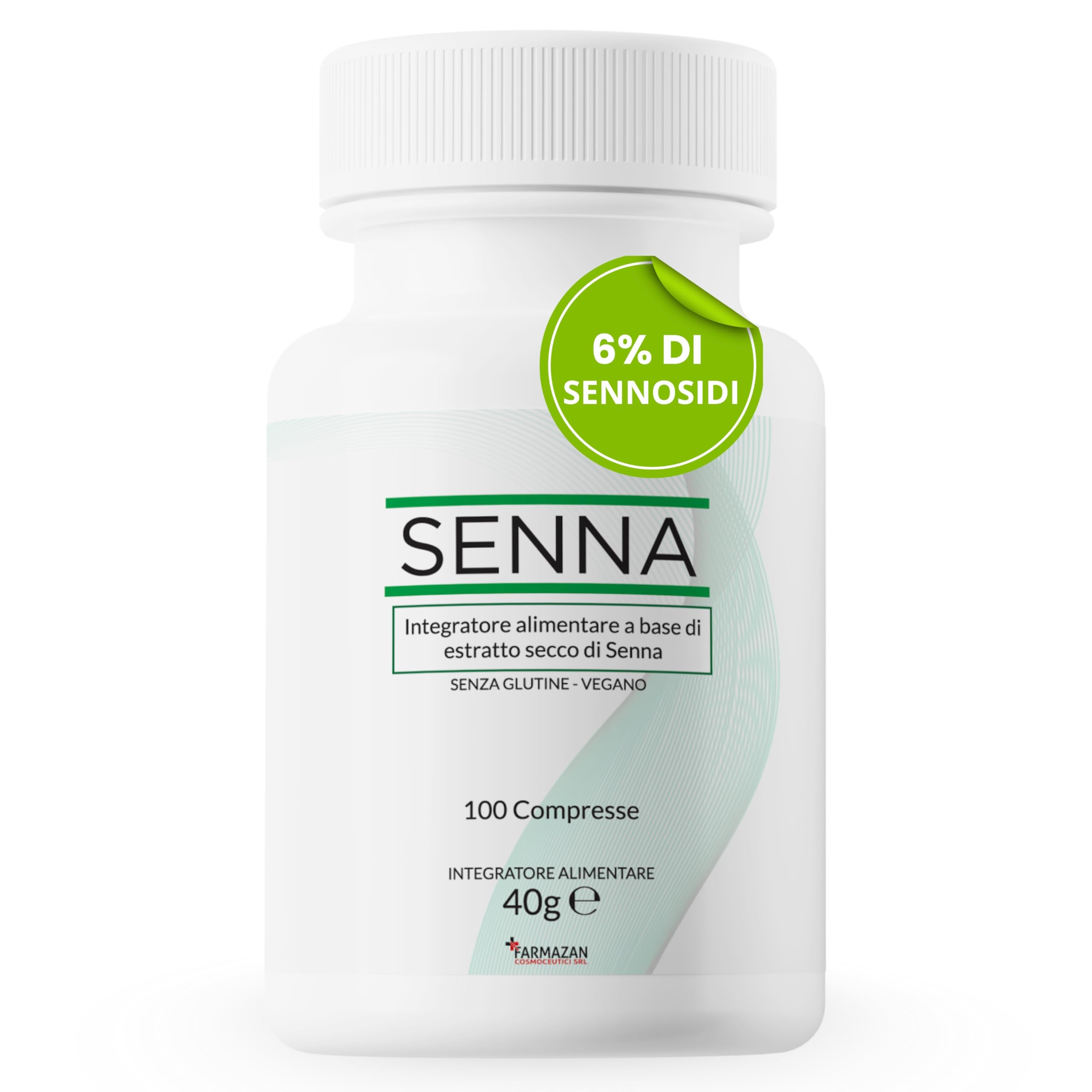 Farmazan Senna, 100 Compresse da 200mg, Integratore Alimentare a Base di Senna, che Contribuisce alla Regolarità del Transito Intestinale, Senza Glutine