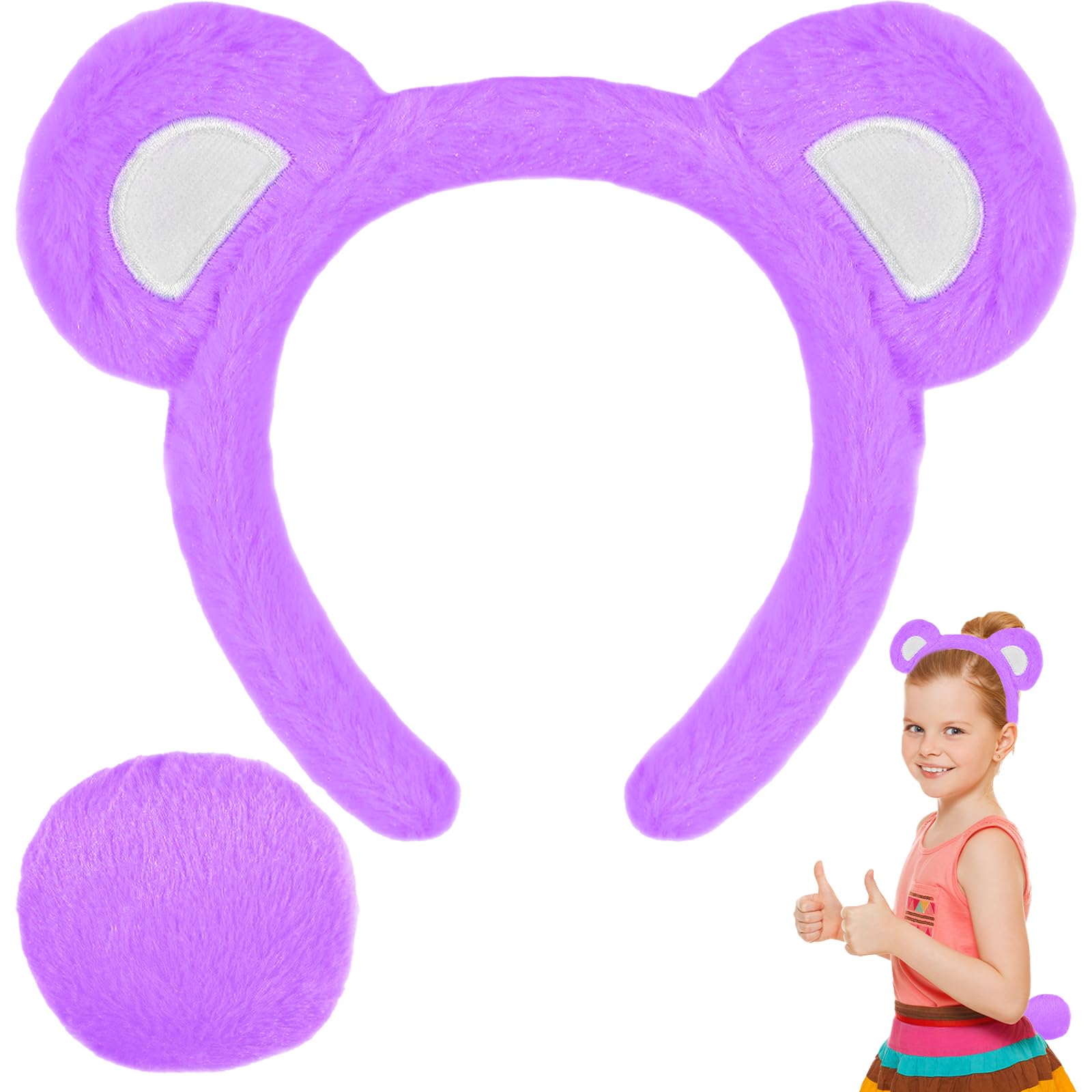 Btanadi Bear Ears Headband and Tail Set, Cute Bear Costume Accessories for Adults World Book Day Fancy Dress